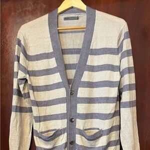 Men’s Onassis 100% Linen Tuscan Stripe Cardigan Sweater
